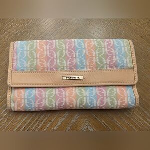 Fossil Monogram Trifold Wallet Vintage Y2K
